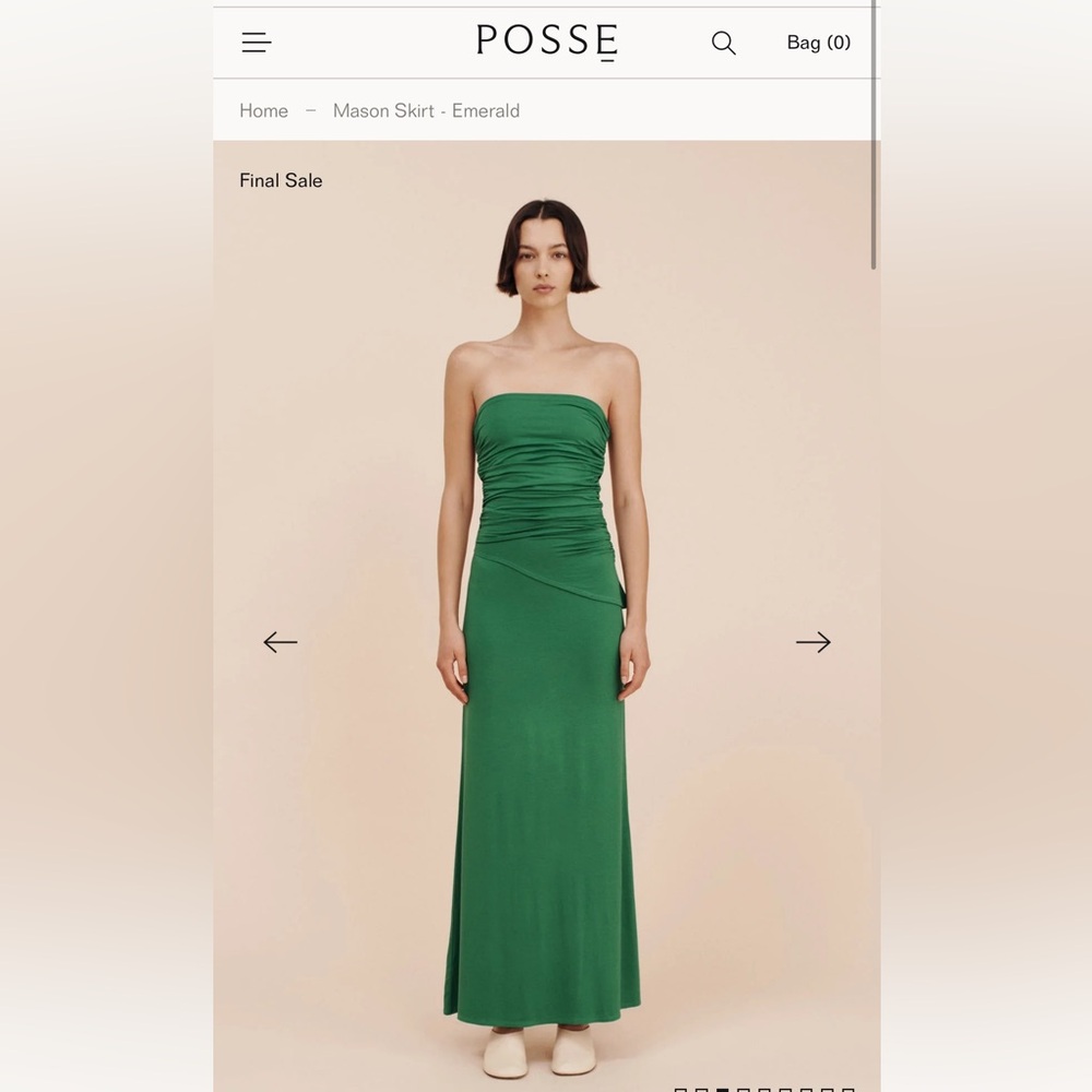 Posse MASON STRAPLESS TOP and Skirt- EMERALD. Both size M- brand new with tags!